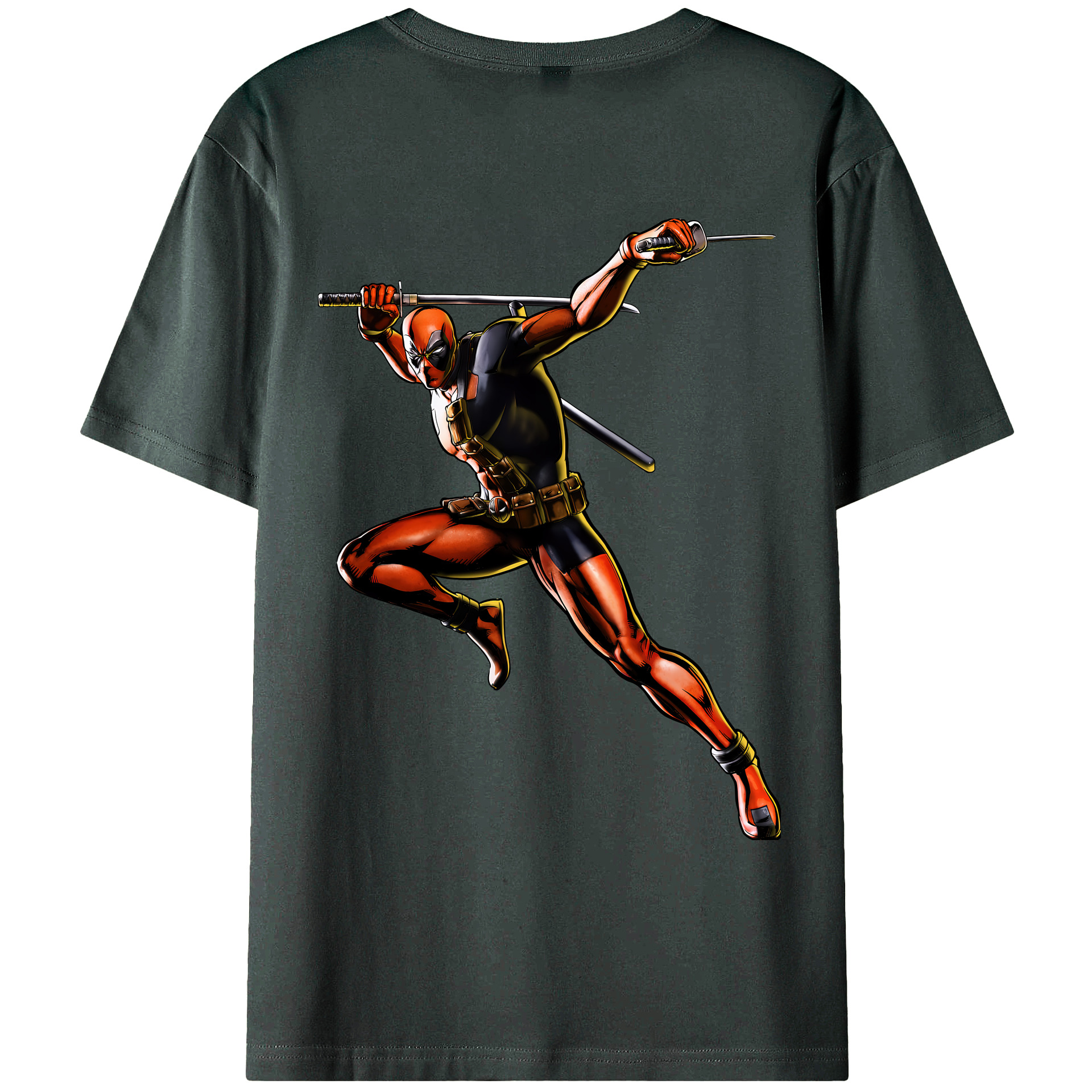 （画像用） Deadpool デッドプール 綿100％ メンズ半袖Tシャツ（バックプリント） 通気性